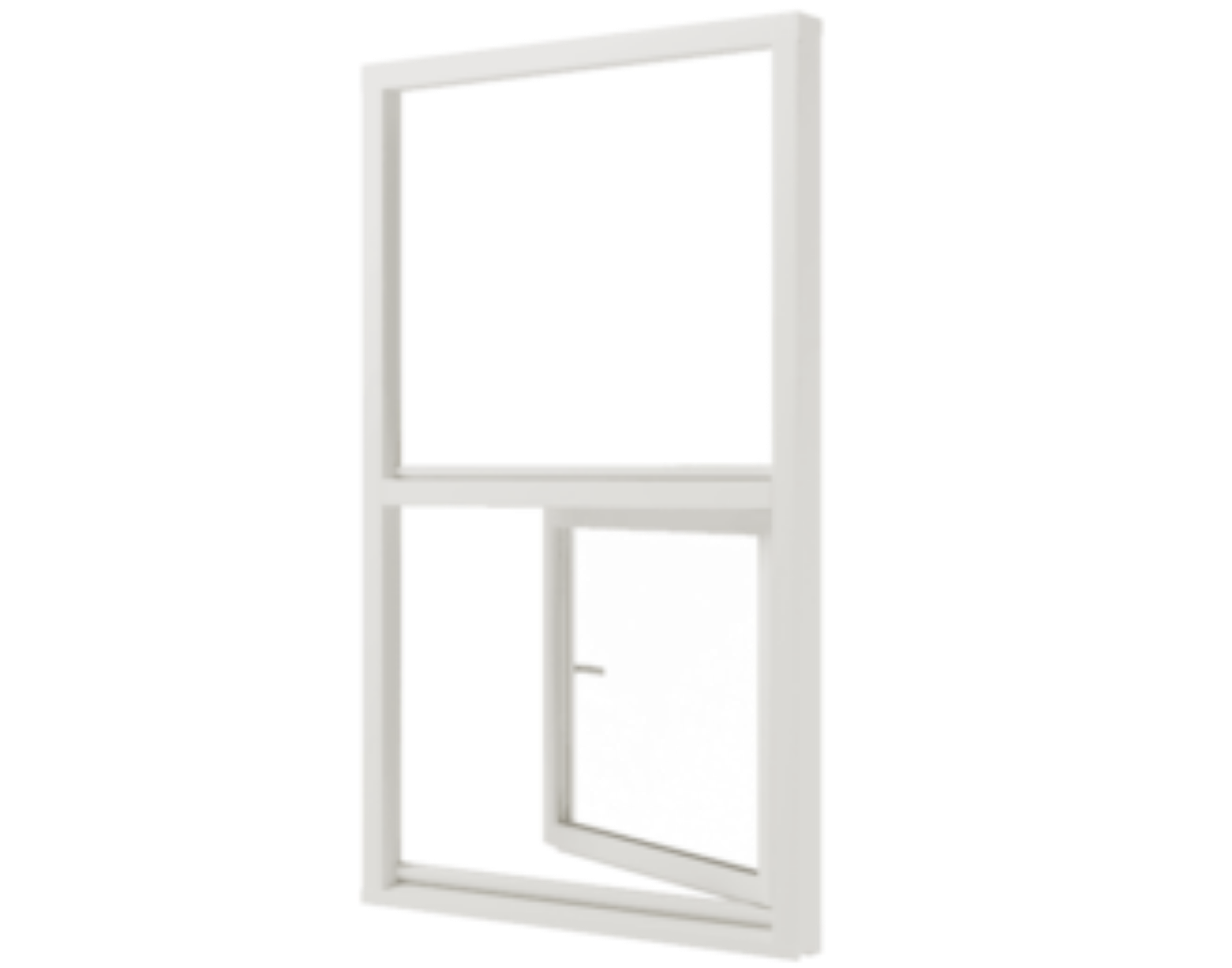 Kunststofffenster weiß aus Kunststoff mit festem Oberlicht und gekipptem Unterflügel, moderner Stil