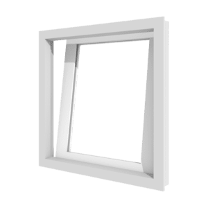 Einteiliges Kunststoff-Dreh-Kipp-Fenster, geöffnet