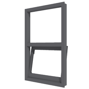 Aluminiumfenster anthrazit, Rahmen aus Aluminium, unteres Feld gekippt, schlanker moderner Stil