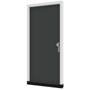 Holz-Haustür mit schlichter, dunkler Oberfläche