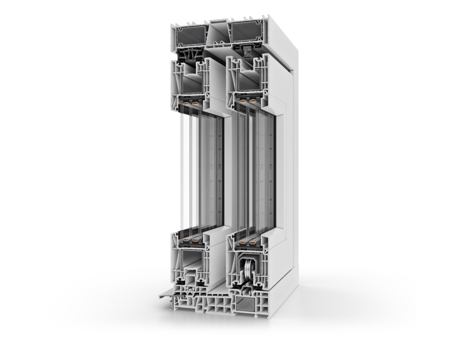 Querschnitt des Salamander driveEvolution 82 HS Hebeschiebetür-Systems mit Dreifachverglasung (3-fach).